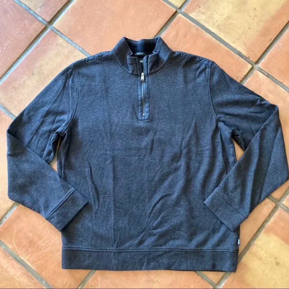 Hugo Boss Zip Neck Long Sleeve Gray Sweater Men’s XL